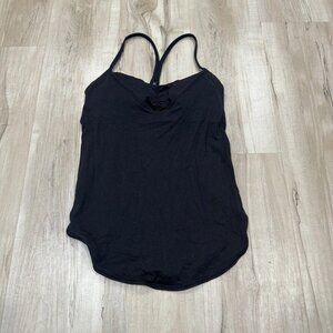 Lululemon‎ Womens 4 Black No Limit Tank Top Built-in Bra Workout Gym Training